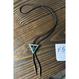 Vintage MCM Turquoise Tribal Large Bolo Tie Folk Art